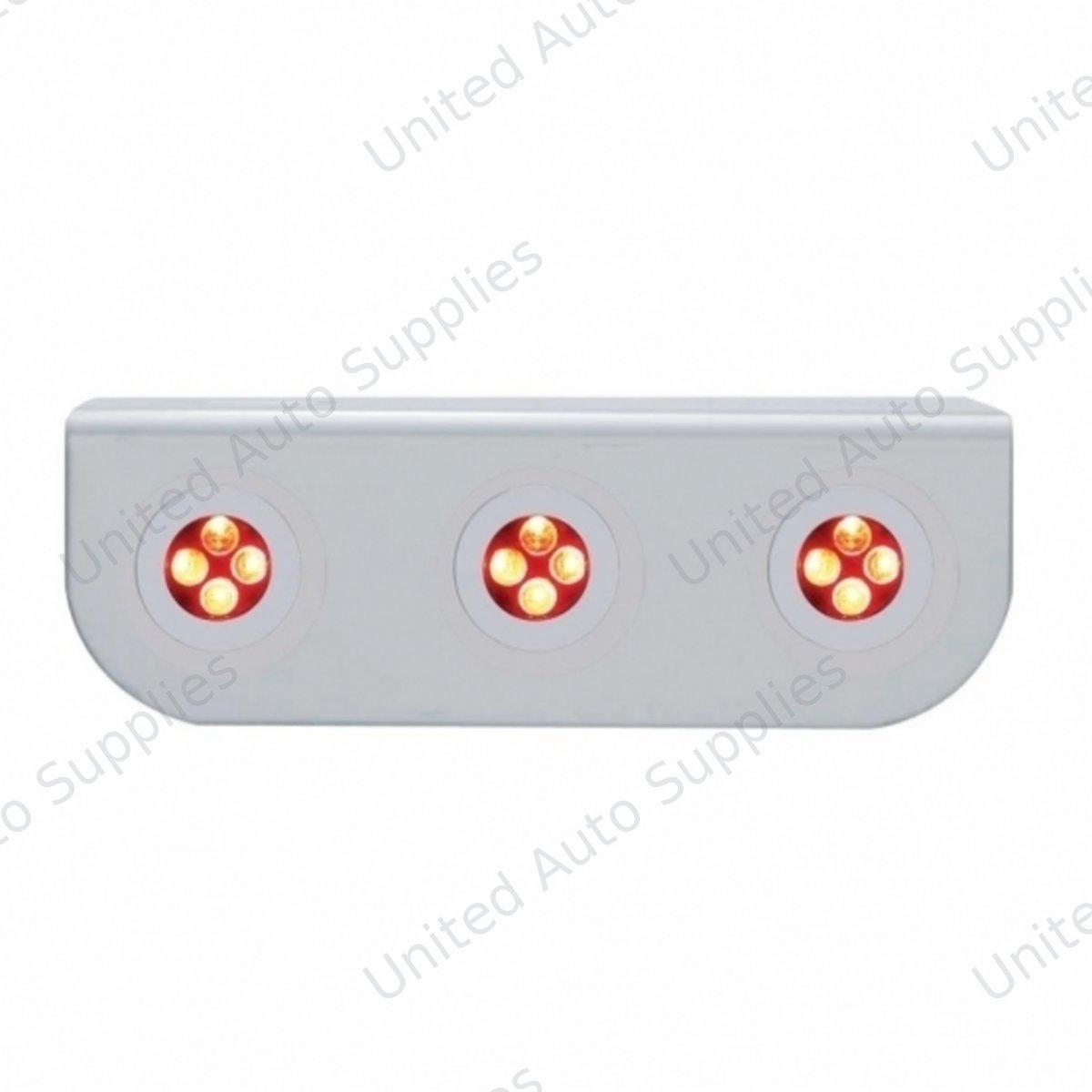 Stainless Light Bracket With Three 4 LED Fastener Lights - Red LED/Clear Lens