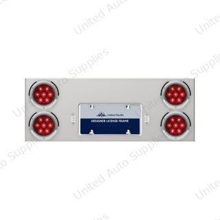 33-3/4" Stainless Rear Center Panel With Four 7 LED 4" Light & Bezel - Red LED/Red Lens - Competition Series