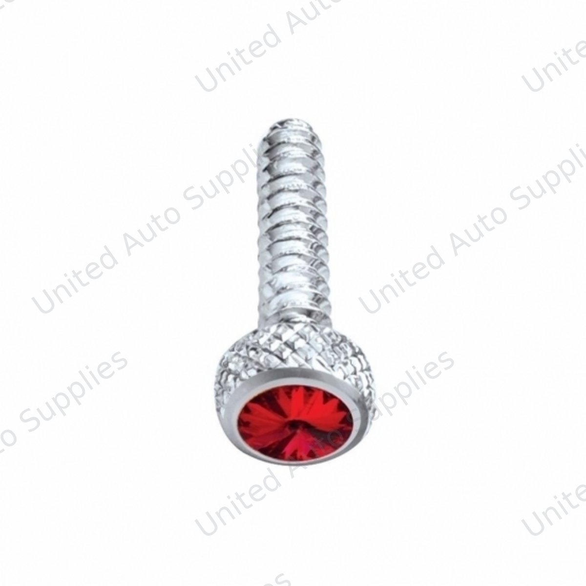 Chrome Short Dash Screw For Freightliner With Red Crystal (Bulk)