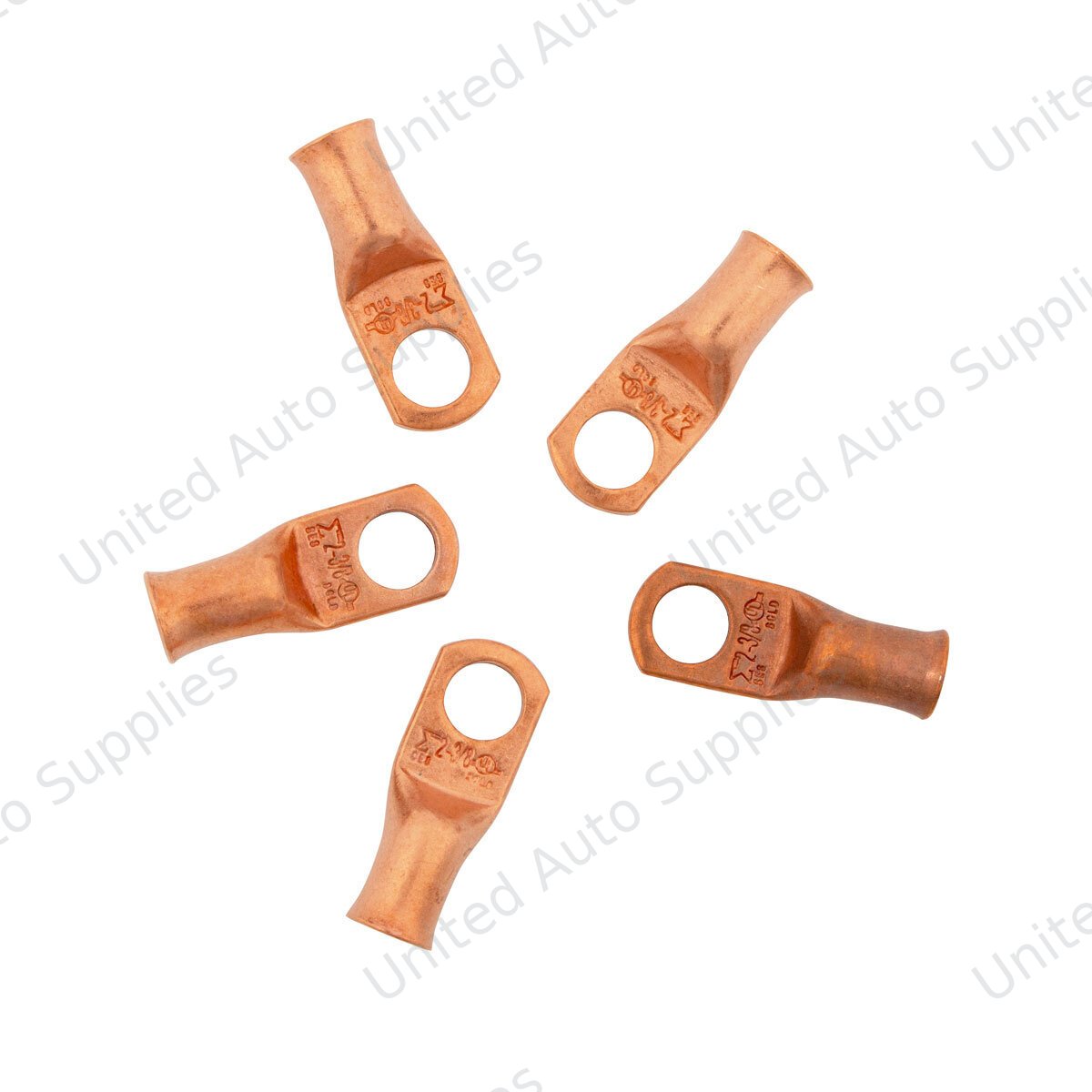 2 AWG 3/8" Stud Seamless Tubular Copper Lug (5-Pack)
