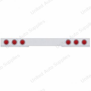 Stainless 1 Piece Rear Light Bar With Six 10 LED 4" Lights & Visors - Red LED/Red Lens