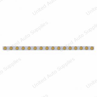 79-1/2" Stainless Bumper Light Bracket With 16X 9 LED 2" Lights & Visors - Amber LED/Amber Lens