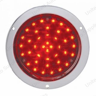 40 LED 4" Round Deep-Dish Stop, Turn & Tail Light With Flange Mount- Red LED/Red Lens