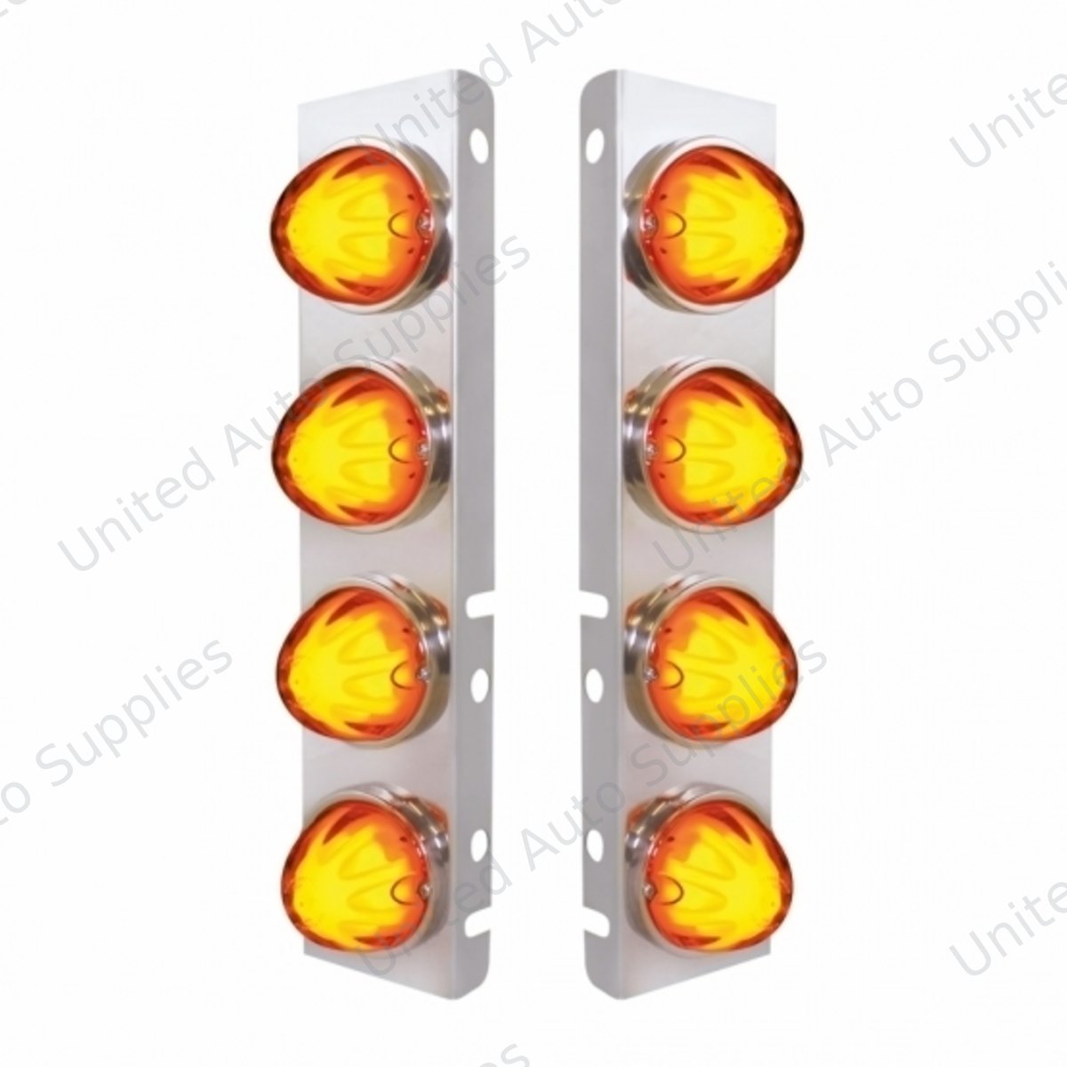 SS Front Air Cleaner Bracket With 8X 9 Amber LED Watermelon GloLight For PB Trucks -Amber Lens