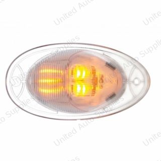 7 LED Turn Signal Light For 2008-2017 Freightliner Cascadia - Dome Lens, Amber LED/Clear Lens