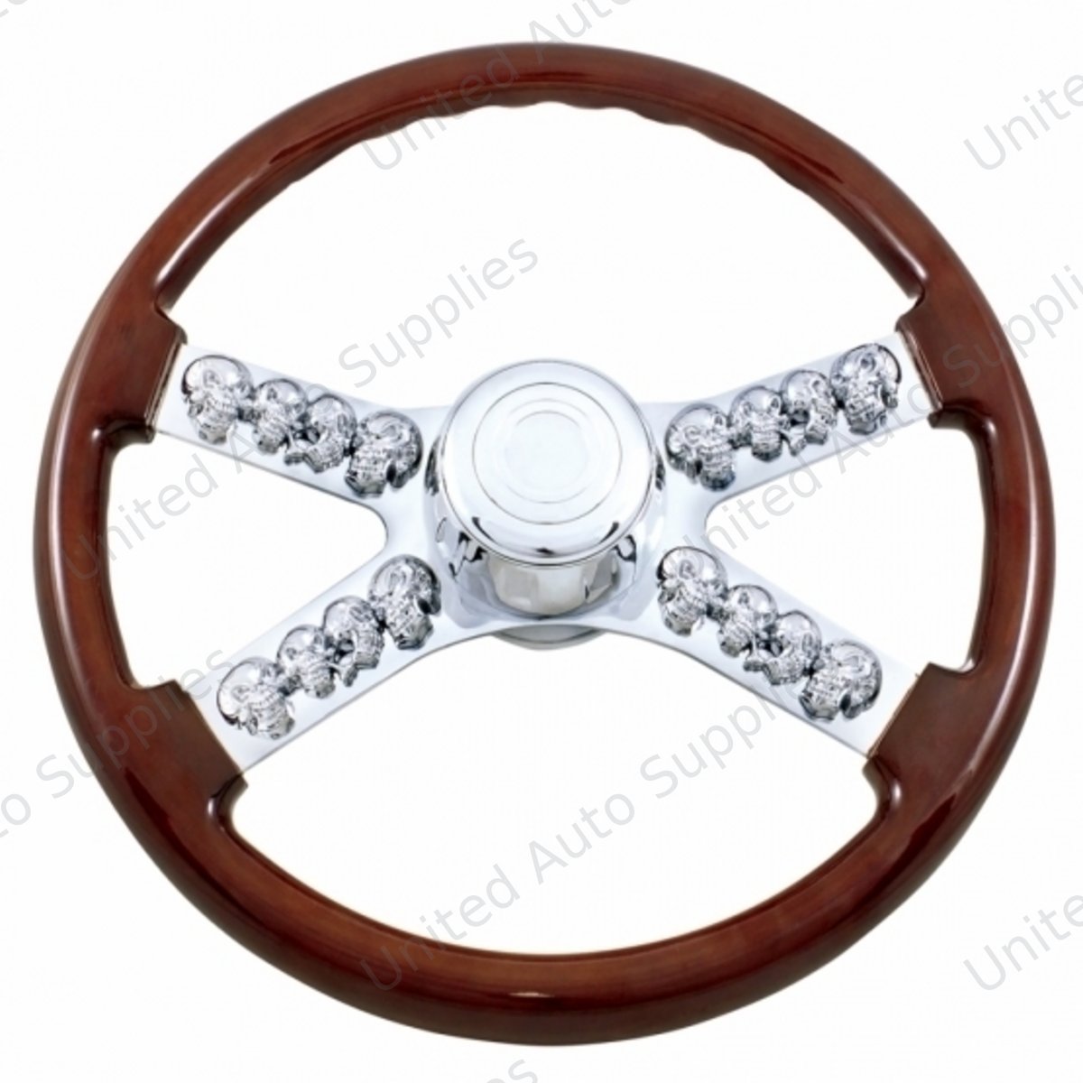 18" Skull Steering Wheel With Hub & Horn Kit - Freightliner 1989-July 2006