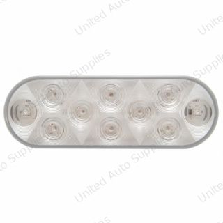 10 LED 6" Oval Light (Stop, Turn & Tail) - Red LED/Clear Lens