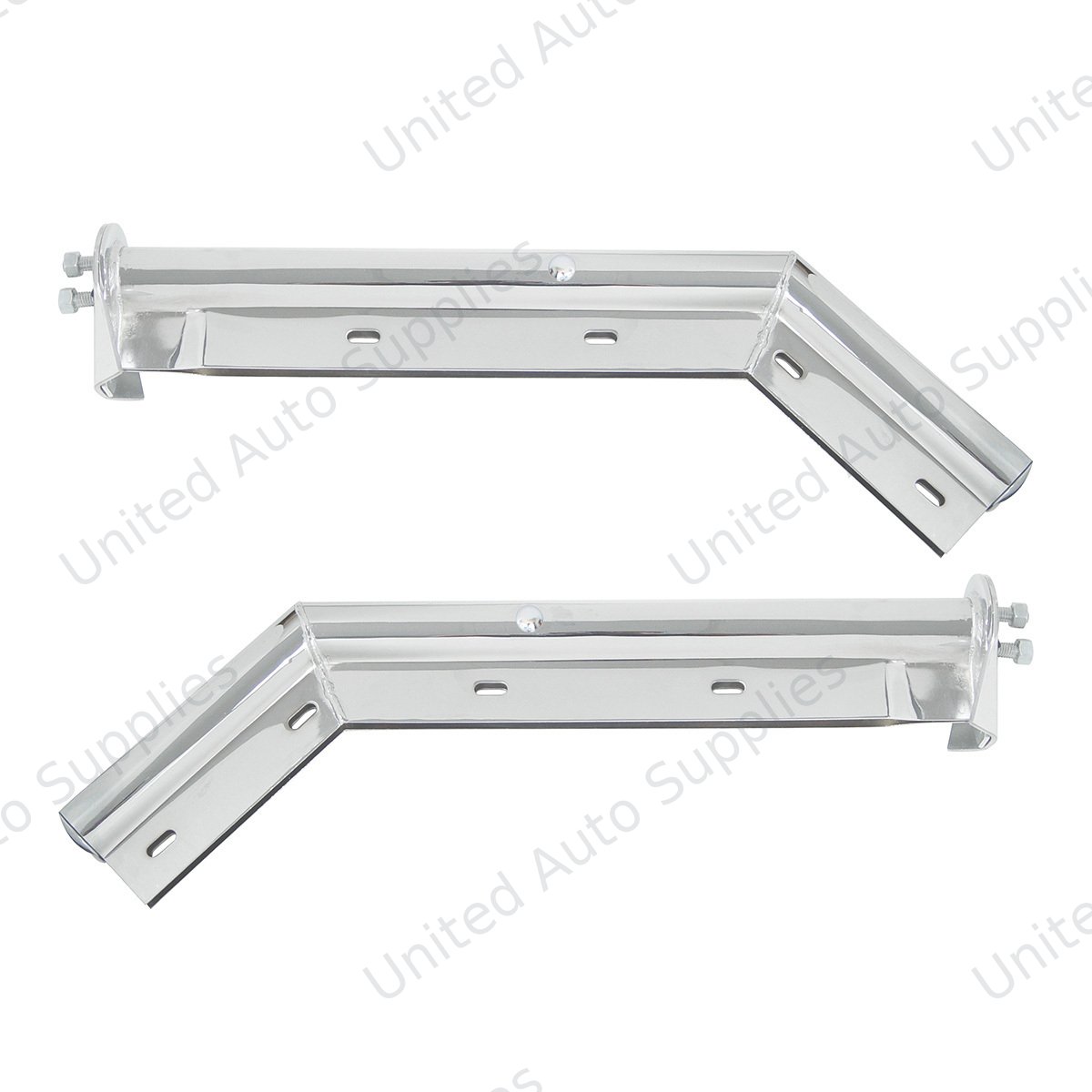 28" Chrome 45-Degree Angled Mud Flap Hangers - 1-1/8" Bolt Pattern (Pair)