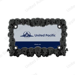 Skull Motorcycle License Plate Frame - Black