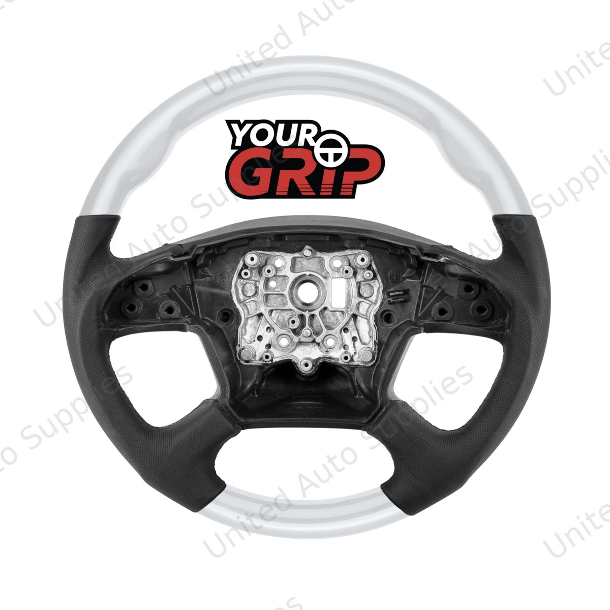 18" YourGrip Leather & Wood Candy Color Steering Wheel For 2018-2026 Freightliner Cascadia-Pearl White