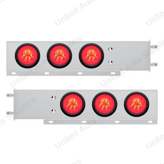 3-3/4" Bolt Pattern Deluxe SS Spring Loaded Bar W/6X 21 Red LED 4" GloLight -Clear Lens (Pair)