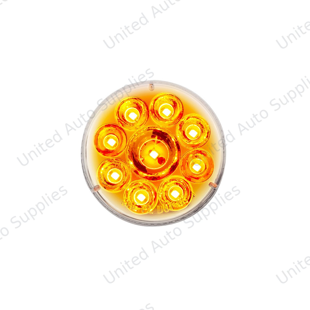 9 LED 2.5" Round Pure Reflector Light (Clearance/Marker) - Amber LED/Clear Lens