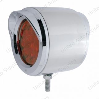 SS Double Face Light With 10 LED 4" Lights With Visors - Amber & Red LED/Amber & Red Lens