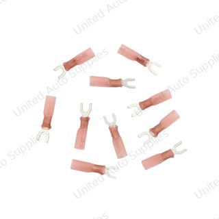 22-18 AWG #8 Stud CS Heat Shrink Spade Terminal - Red (10-Pack)