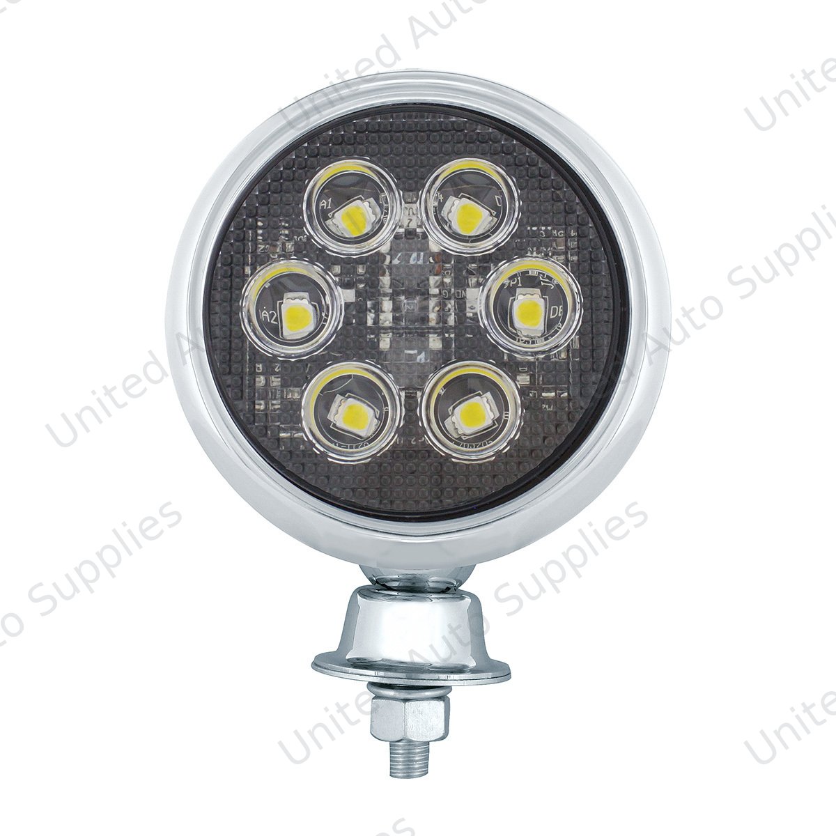 6 High Power LED Round Work Light With Teardrop Style Chrome Housing