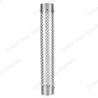 48" Tall 180 Degree Stainless Exhaust Muffler Shield For 5" Diameter Exhaust - Round Slot