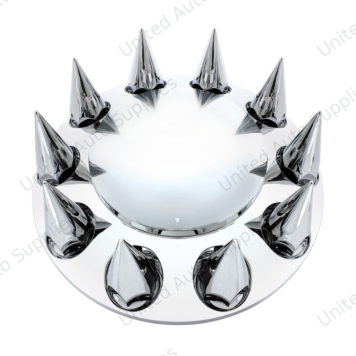 Dome Front Axle Cover With 33mm Spike Thread-On Nut Covers - Chrome
