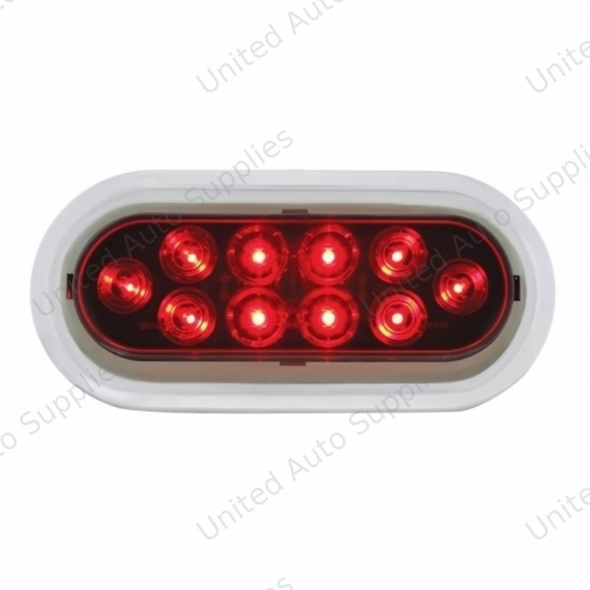 10 LED 6" Oval Light With Bezel (Stop, Turn & Tail) - Red LED/Red Lens