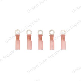 22-18 AWG #8 Stud CS Heat Shrink Ring Terminal - Red (5-Pack)