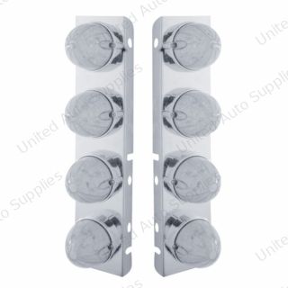 SS Front Air Cleaner Bracket With 8X 19 LED Watermelon Lights & Bezels For Peterbilt-Amber LED/Clear Lens