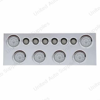 SS Rear Center Panel With 6X 10 LED 4" Lights & 6X 9 LED 2" Lights & Visors -Red LED/Clear Lens