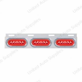 Stainless Top Mud Flap Bracket With 3X 22 LED 6" Oval GloLight & Visors - Red LED/Red Lens (Each)