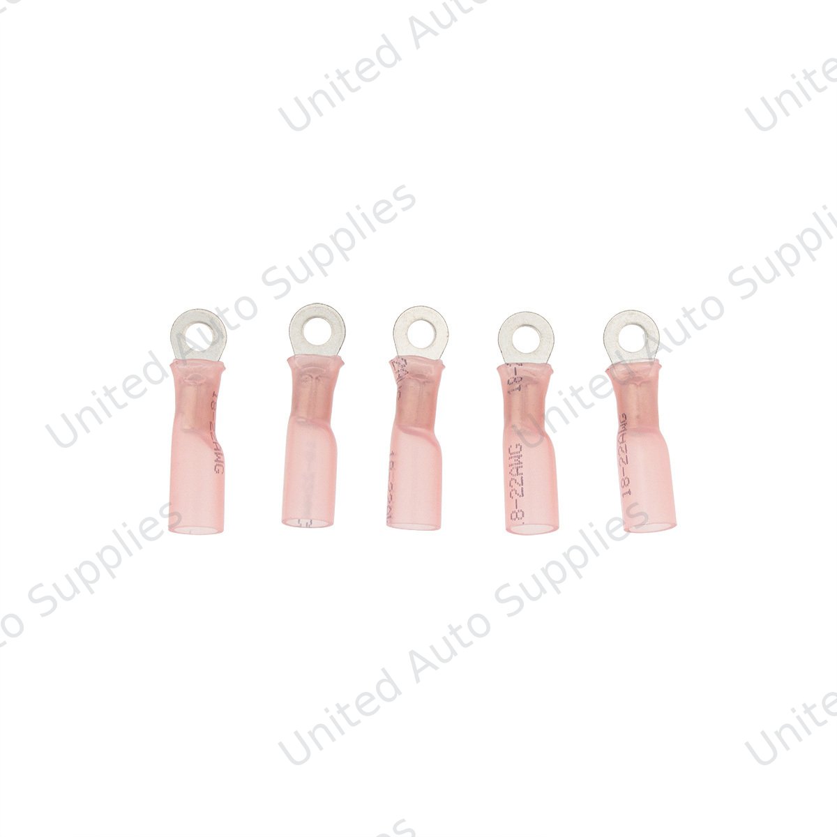 22-18 AWG #6 Stud CS Heat Shrink Ring Terminal - Red (5-Pack)