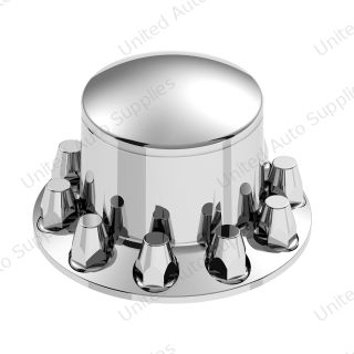 Dome Rear Axle Cover With 33mm Standard Style Push-On Nut Covers - Chrome