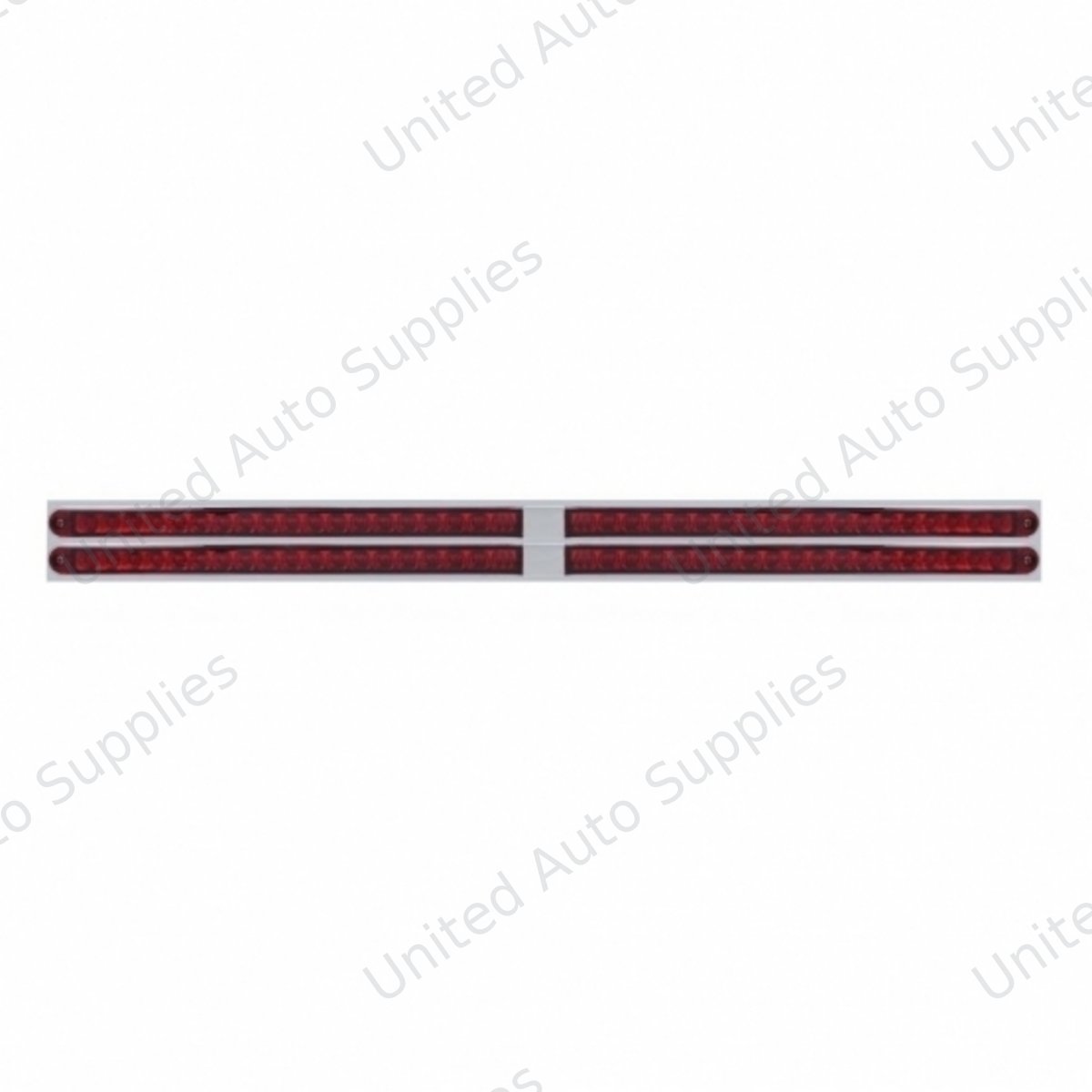 Chrome Top Mud Flap Plate With Four 19 LED 24" Reflector Light Bars - Red LED/Red Lens (Each)