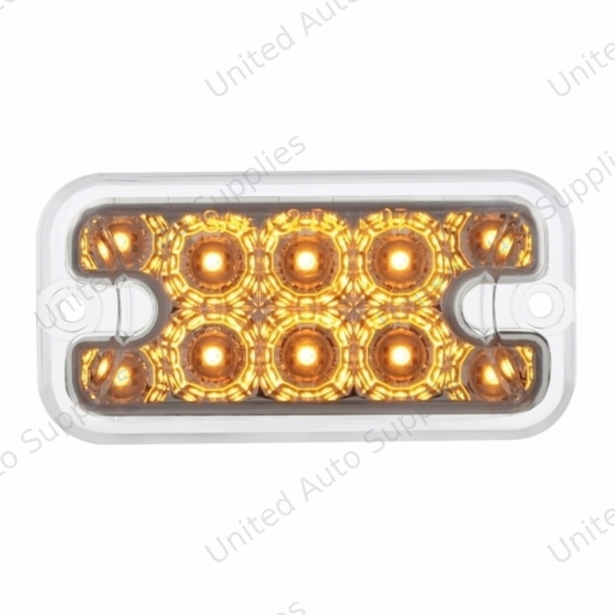 10 LED Dual Function Reflector Rectangular Light - Amber LED/Clear Lens (Bulk)