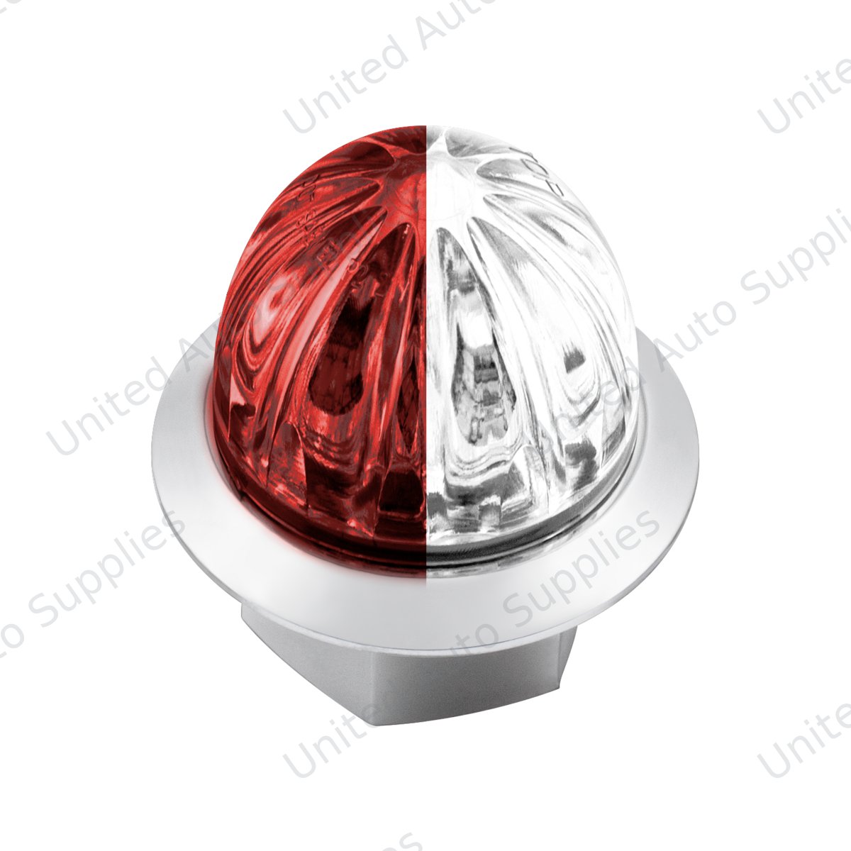 Double Fury 4 LED Dual Function 1-1/8" Watermelon Clearance/Marker Light-Red & White LED/ Clear Lens