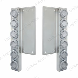 FL SS Front Air Cleaner Bracket W/12X 9 LED 2" Lights & Bezels -Amber LED/Clear Lens