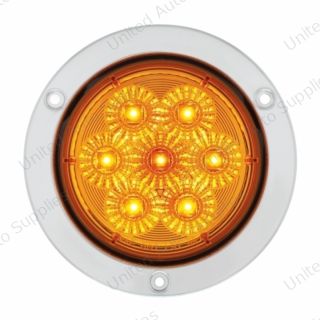 7 LED 4" SS Flange Turn Signal Light - Amber LED/Amber Lens