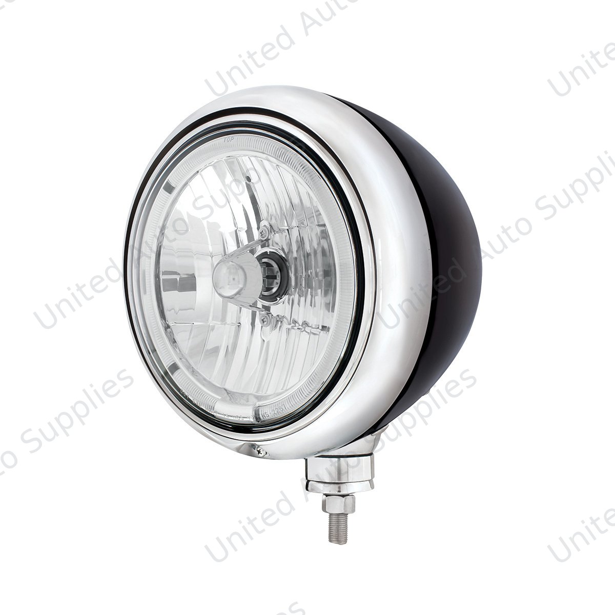 Black Guide Headlight 9007 Bulb With White LED Halo Rim