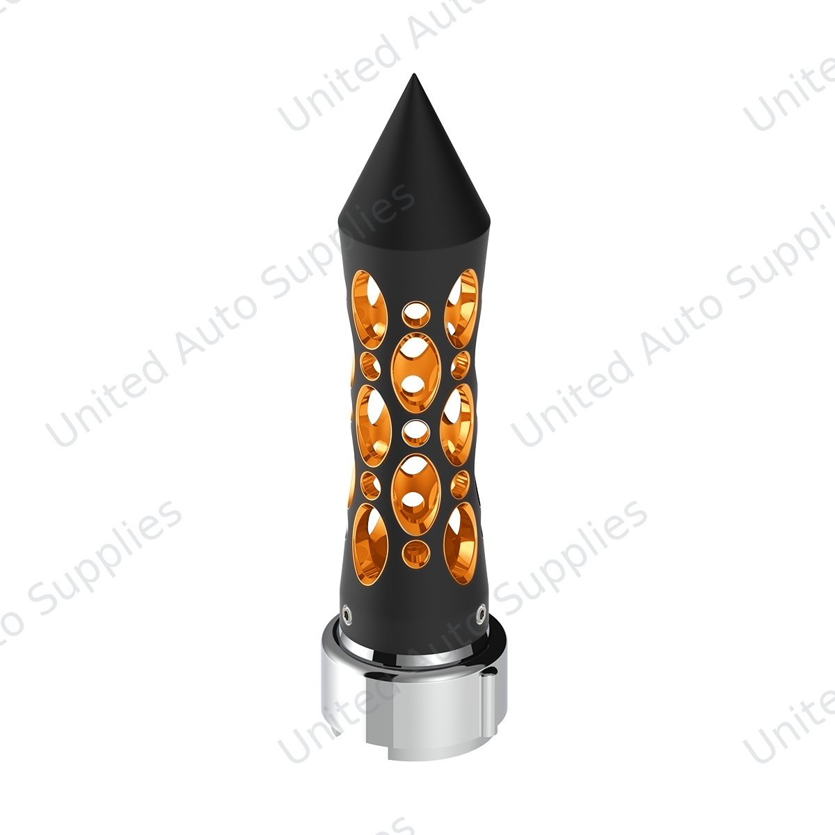 Thread-On Daytona Spike Gearshift Knob With LED 9/10 Speed Adapter - Black/Amber LED