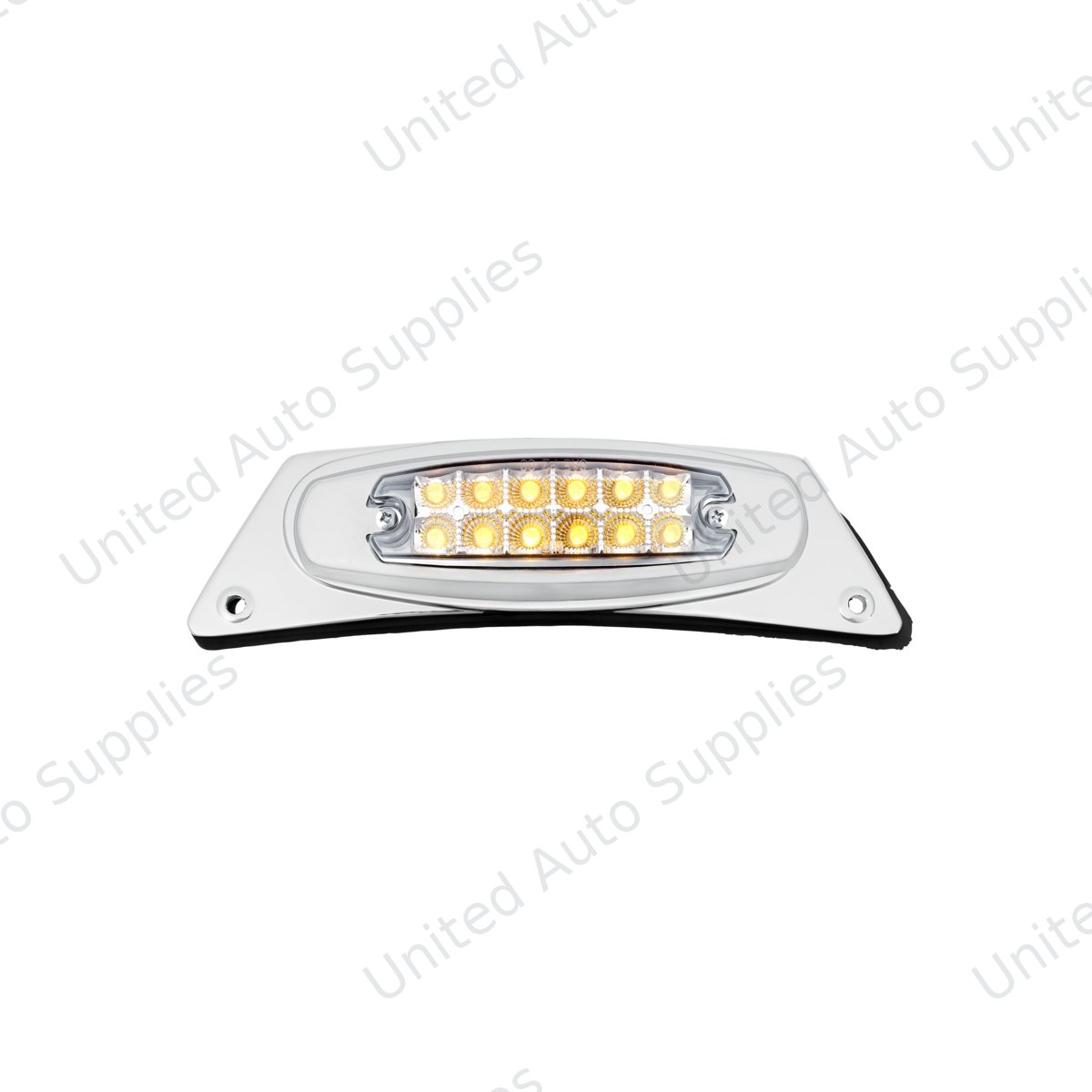 Chrome Fender Light Bracket With 12 LED Reflector Light - Amber LED/Clear Lens