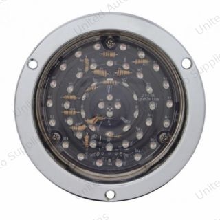40 LED 4" Round Deep-Dish Stop, Turn & Tail Light With Flange Mount- Red LED/Clear Lens