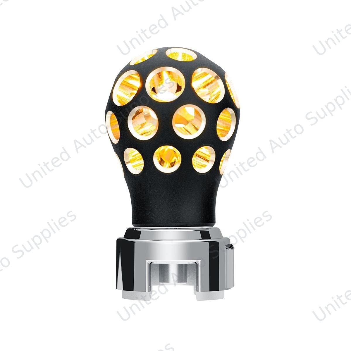 Thread-On Matte Black Phoenix Ball Gearshift Knob With LED 13/15/18 Speed Adapter-Amber LED