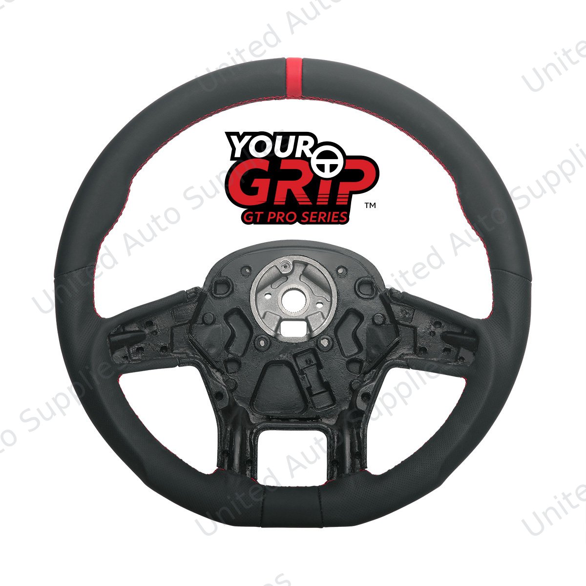 18" YourGrip GT PRO Leather Steering Wheel For 2012-2021 Peterbilt 579 & 2013-2021 Kenworth T680-Black