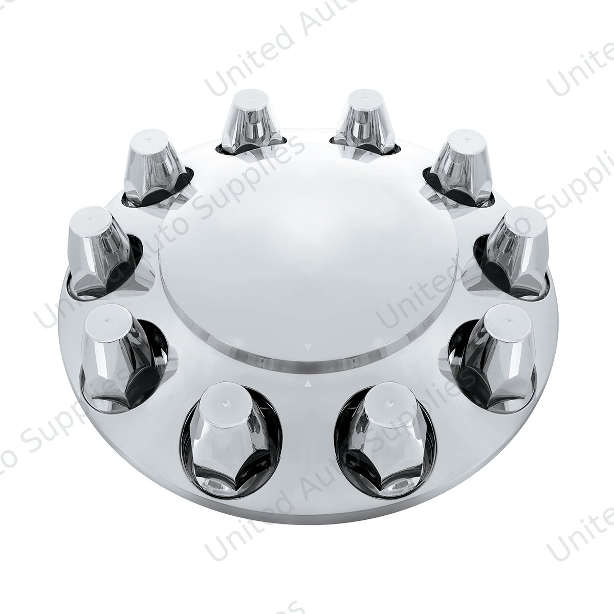 Dome Front Axle Cover With 33mm Standard Style Push-On Nut Covers - Chrome