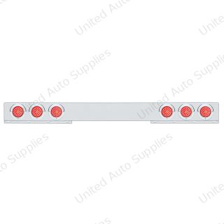 Stainless 1 Piece Rear Light Bar With Six 36 LED 4" Lights & Visors - Red LED/Red Lens