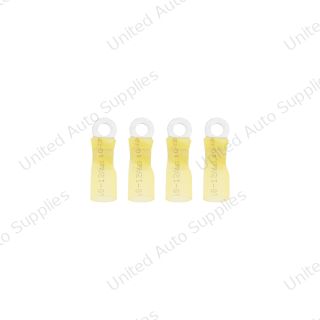 12-10 AWG #8 Stud CS Heat Shrink Ring Terminal - Yellow (4-Pack)