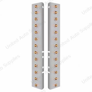 SS Front Air Cleaner Bracket With 26X 2 Amber LED 3/4" Mini Lights & SS Bezels For Peterbilt-Amber Lens