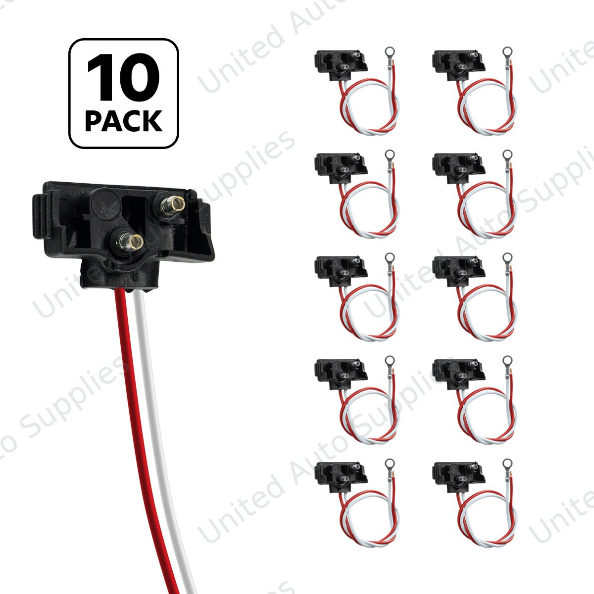 2 Wire Pigtail With 2 Prong Right Angle Plug - 12" Lead (10-Pack)