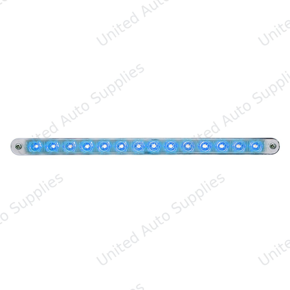 14 LED 12" Auxiliary strip Light With Bezel - Blue LED/Clear Lens