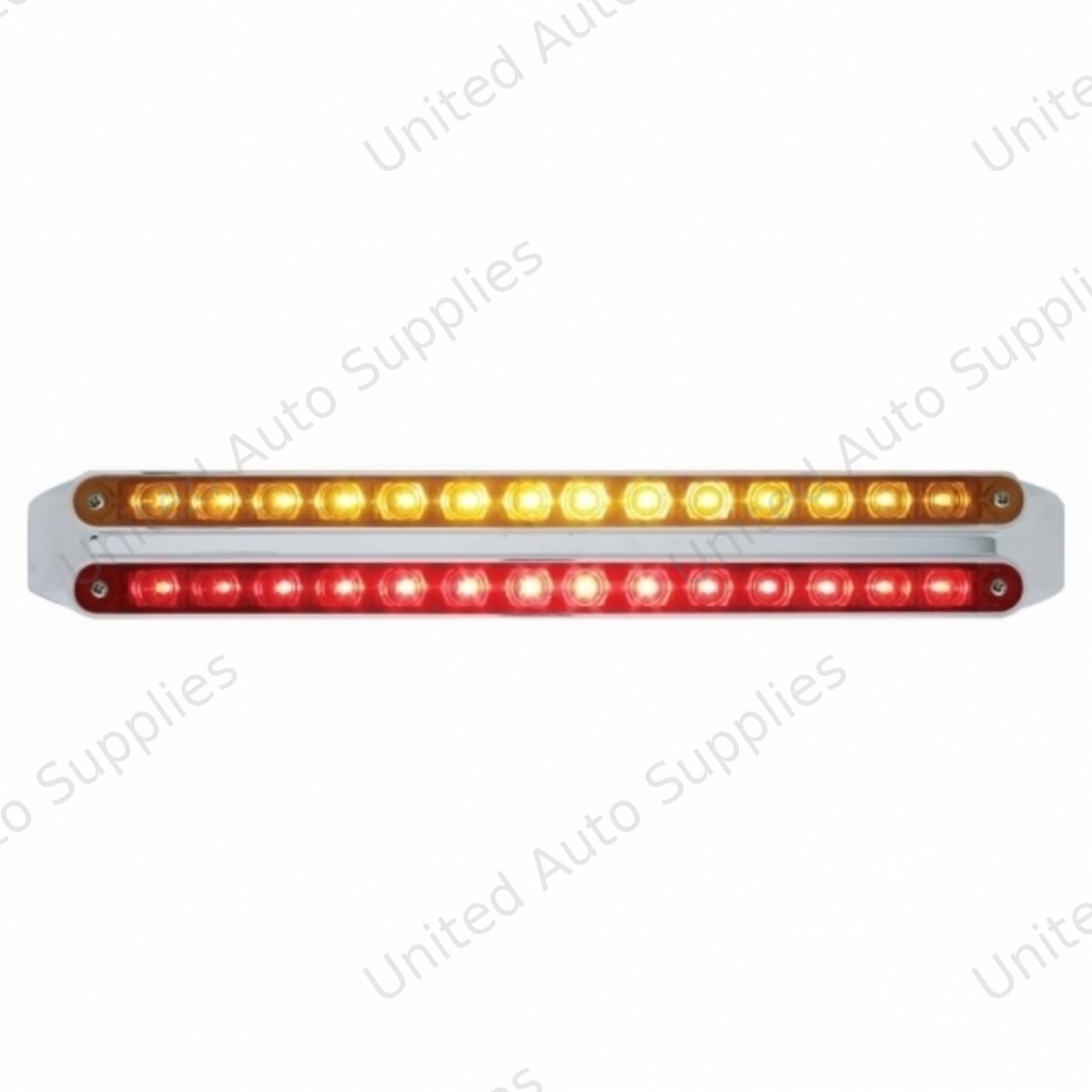 Dual 14 LED 12" Light Bars - Amber & Red LED/Amber & Red Lens