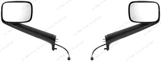 Black Hood Mirror With Heated Lens For 2018-2026 Freightliner Cascadia - Driver and Passenger (2pcs)
