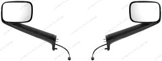 Black Hood Mirror With Heated Lens For 2018-2026 Freightliner Cascadia - Driver and Passenger (2pcs)
