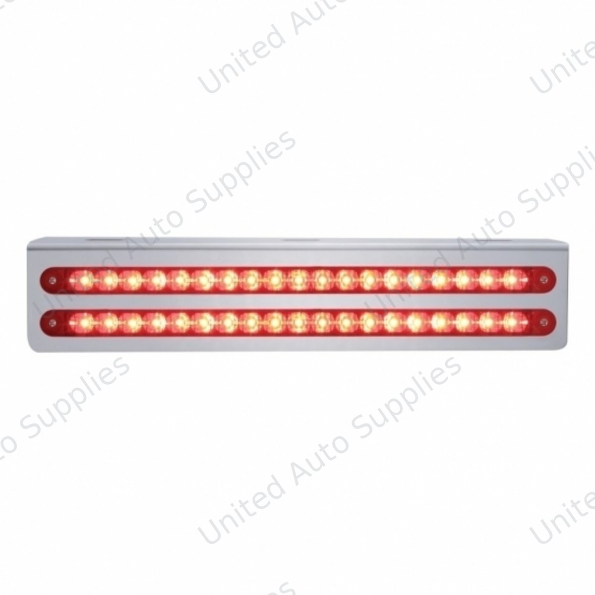 12-3/4" Stainless Light Bracket With 2X 19 LED 12" Light Bars - Red LED/Red Lens