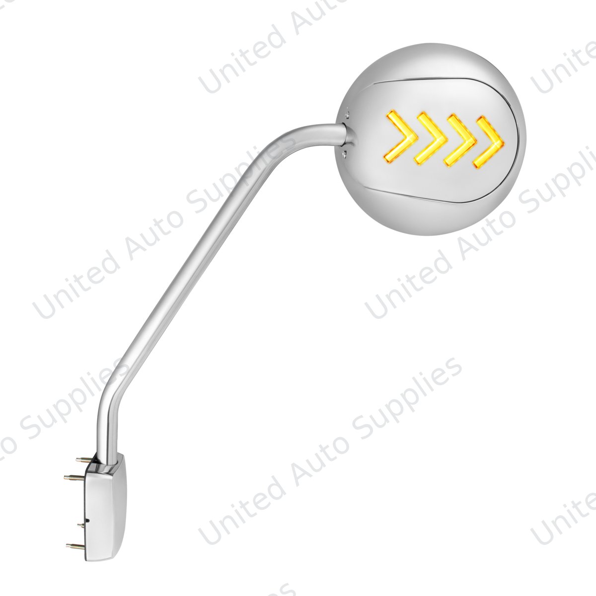 Chrome Hood Mirror Assembly With Sequential LED Turn Signal For 2013-2021 KW T680 & 2012-2021 PB 579-Driver